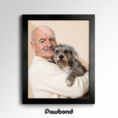 Custom Human & Pet Poster Sandstone Harmony Portrait – Personalized High-Resolution Matte Print for Wall Art, Home Decor, or Unique Gifts for Pet Lovers (Frame Not Included)