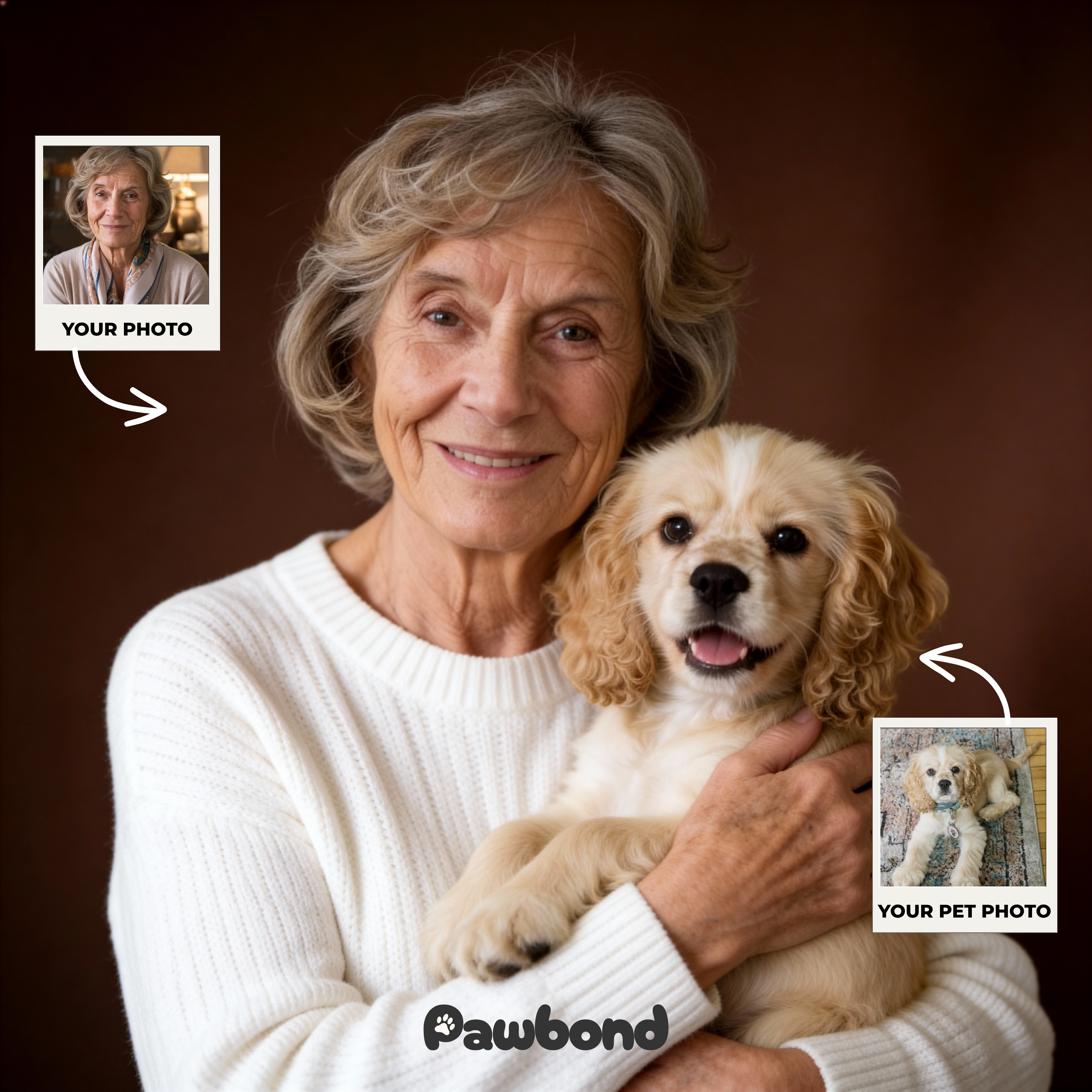 Custom Human & Pet Portrait Caramel Mocha Embrace Portrait - Personalized High-Resolution Matte Print for Wall Art, Home Decor, or Unique Gifts for Pet Lovers (Frame Not Included)