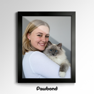 Custom Human & Pet Poster Charcoal Bond Portrait – Personalized High-Resolution Matte Print for Wall Art, Home Decor, or Unique Gifts for Pet Lovers (Frame Not Included)