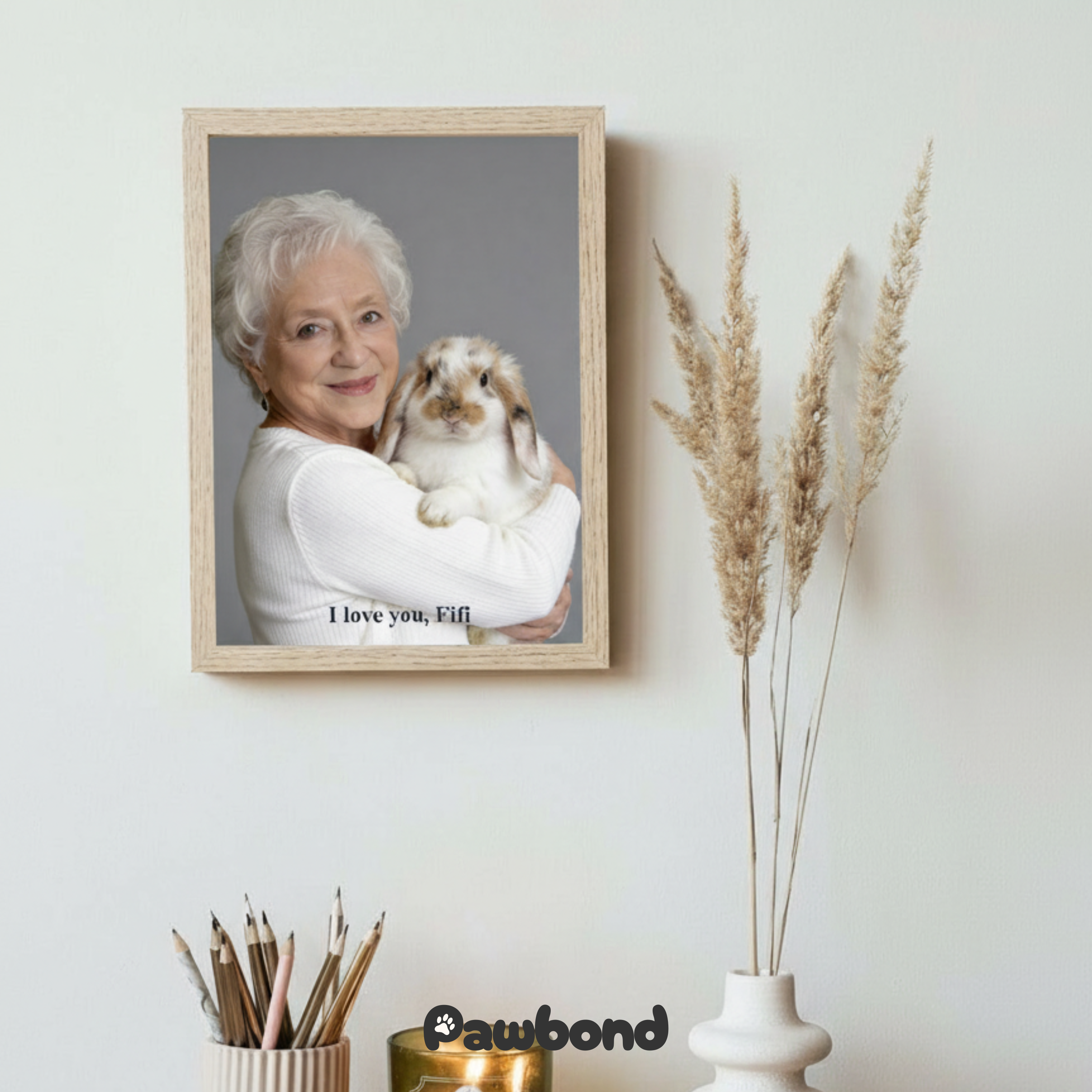 Custom Human & Pet Poster Charcoal Bond Portrait – Personalized High-Resolution Matte Print for Wall Art, Home Decor, or Unique Gifts for Pet Lovers (Frame Not Included)