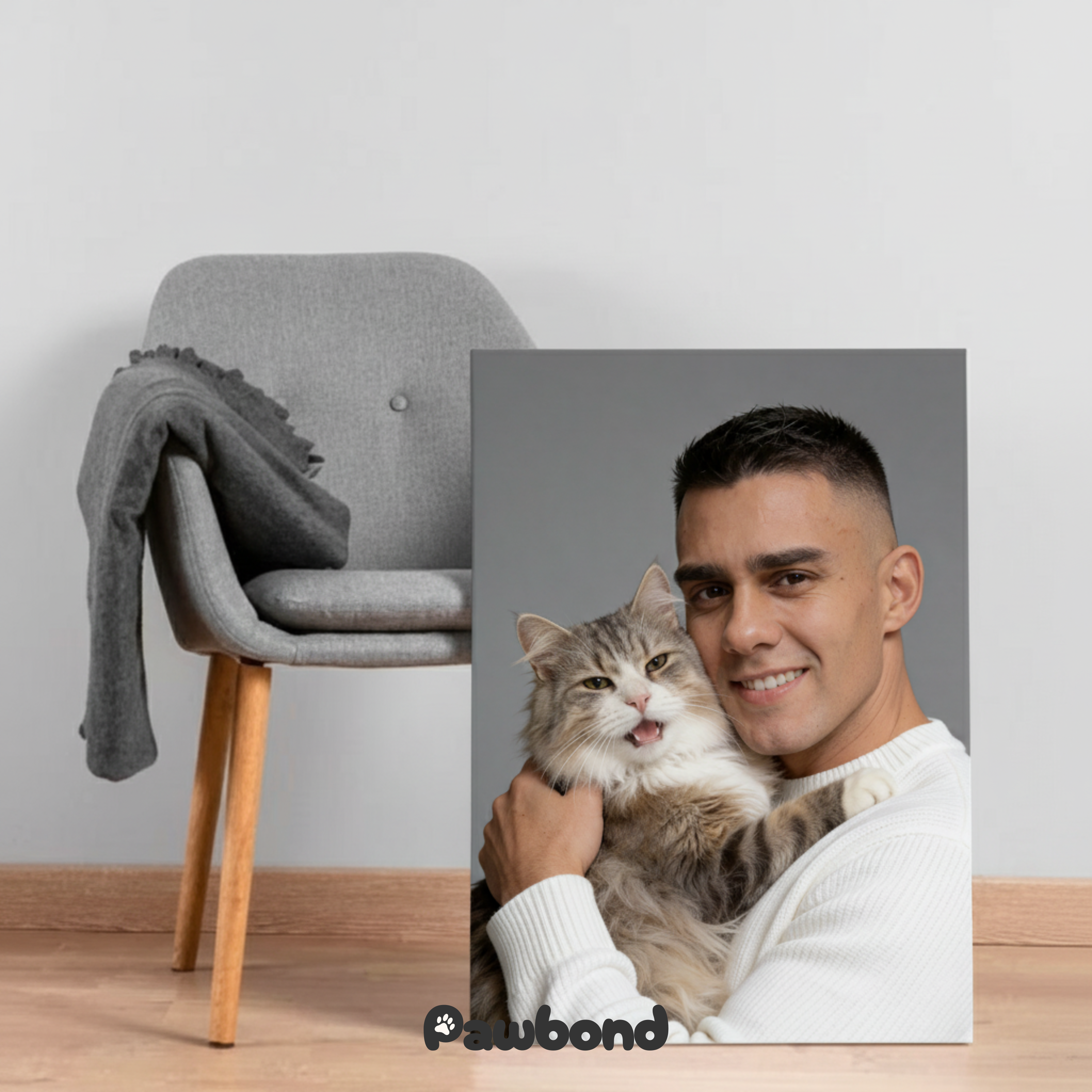 Custom Human & Pet Poster Charcoal Bond Portrait – Personalized High-Resolution Matte Print for Wall Art, Home Decor, or Unique Gifts for Pet Lovers (Frame Not Included)