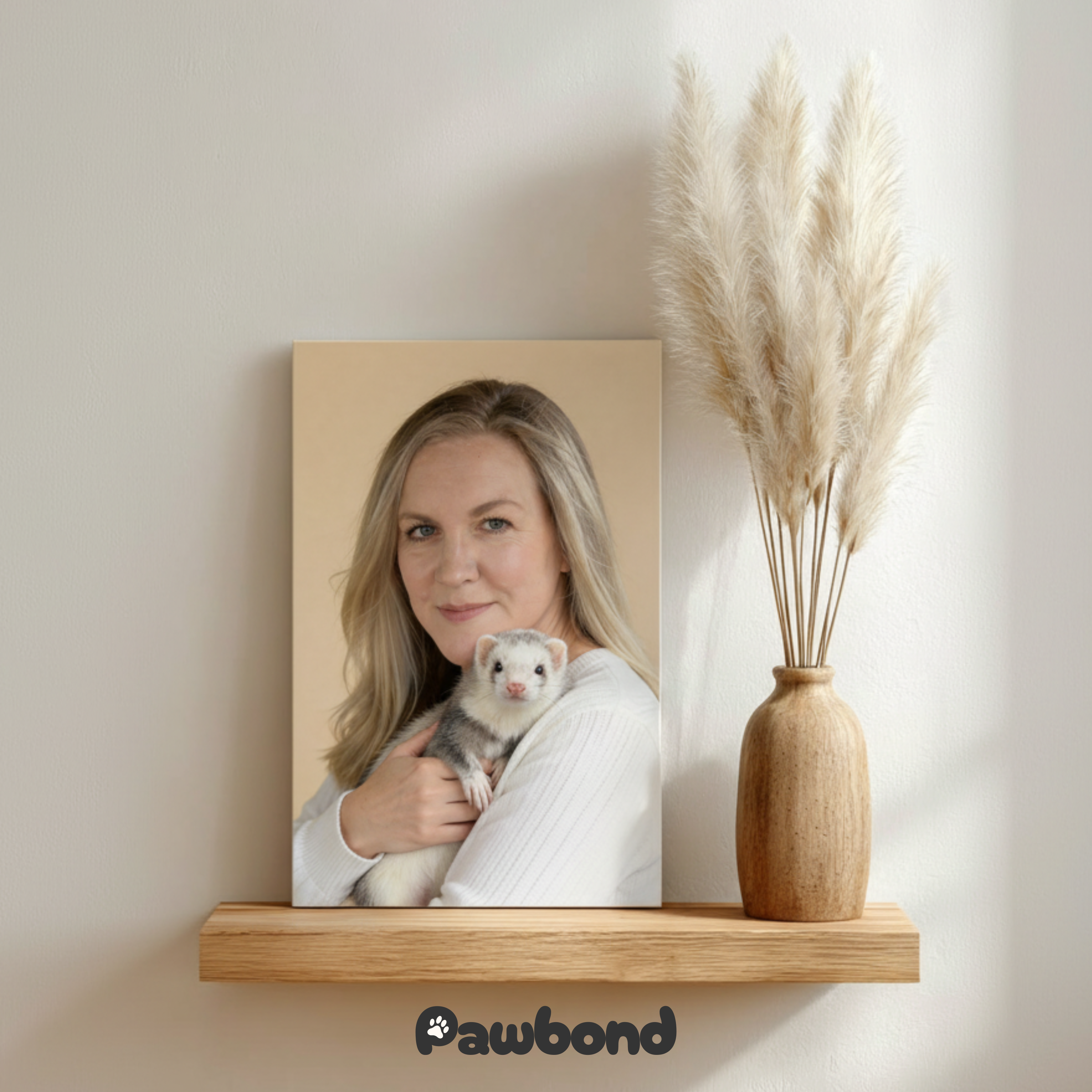 Custom Human & Pet Poster Sandstone Harmony Portrait – Personalized High-Resolution Matte Print for Wall Art, Home Decor, or Unique Gifts for Pet Lovers (Frame Not Included)