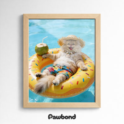 Custom Pet Poster Golden Wave Summer Portrait – Personalized High-Resolution Matte Print for Wall Art, Home Decor, or Unique Gifts for Pet Lovers (Frame Not Included)