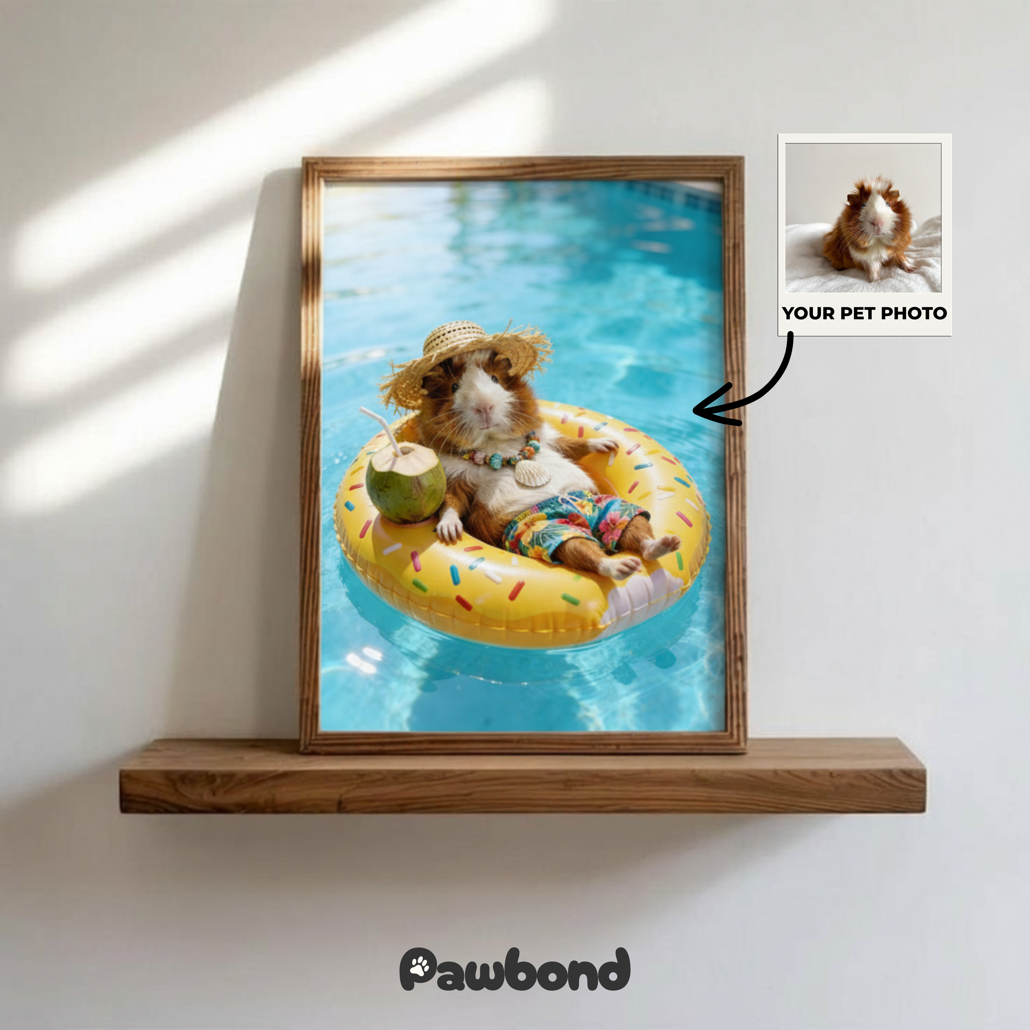 Custom Pet Poster Golden Wave Summer Portrait – Personalized High-Resolution Matte Print for Wall Art, Home Decor, or Unique Gifts for Pet Lovers (Frame Not Included)