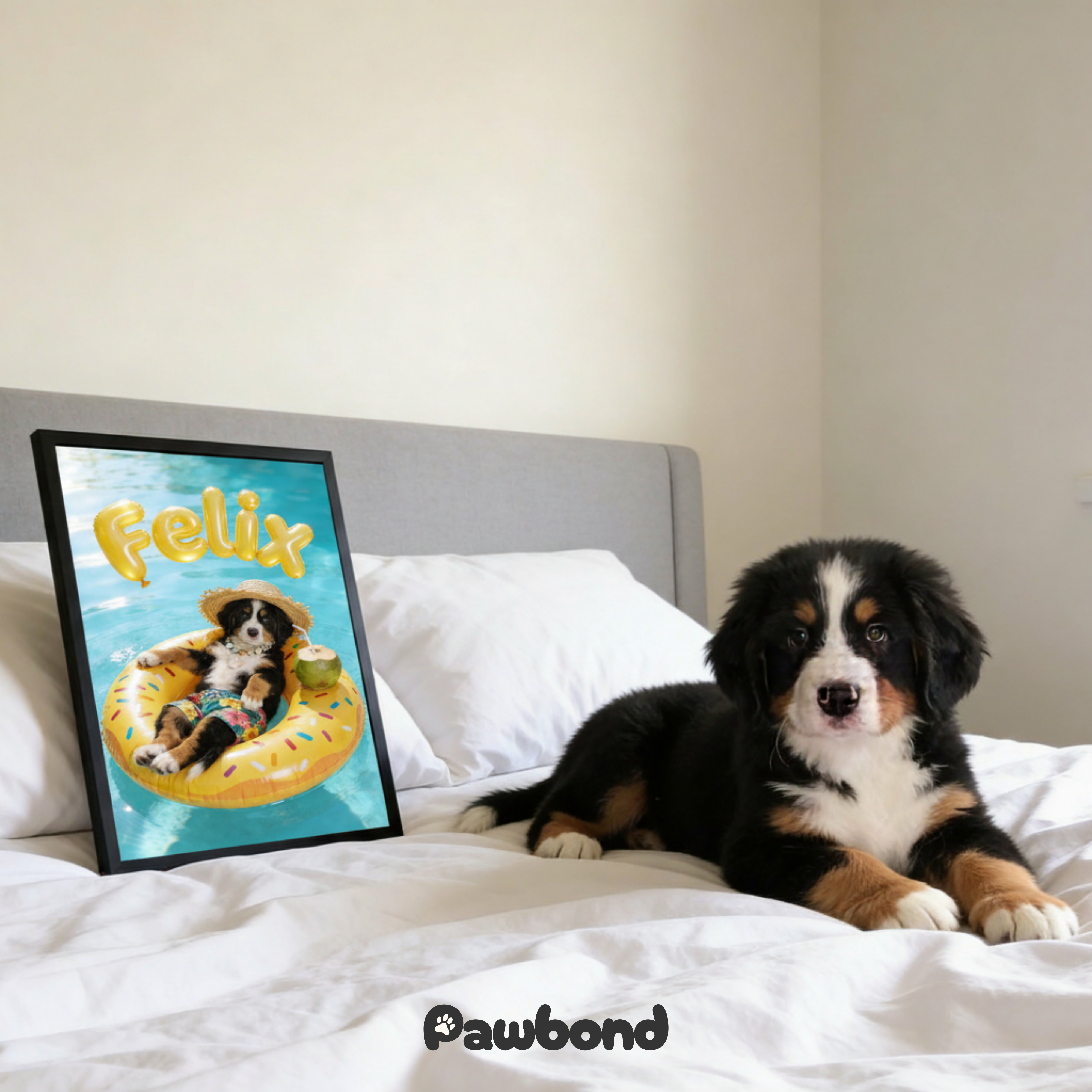 Custom Pet Poster Golden Wave Summer Portrait – Personalized High-Resolution Matte Print for Wall Art, Home Decor, or Unique Gifts for Pet Lovers (Frame Not Included)