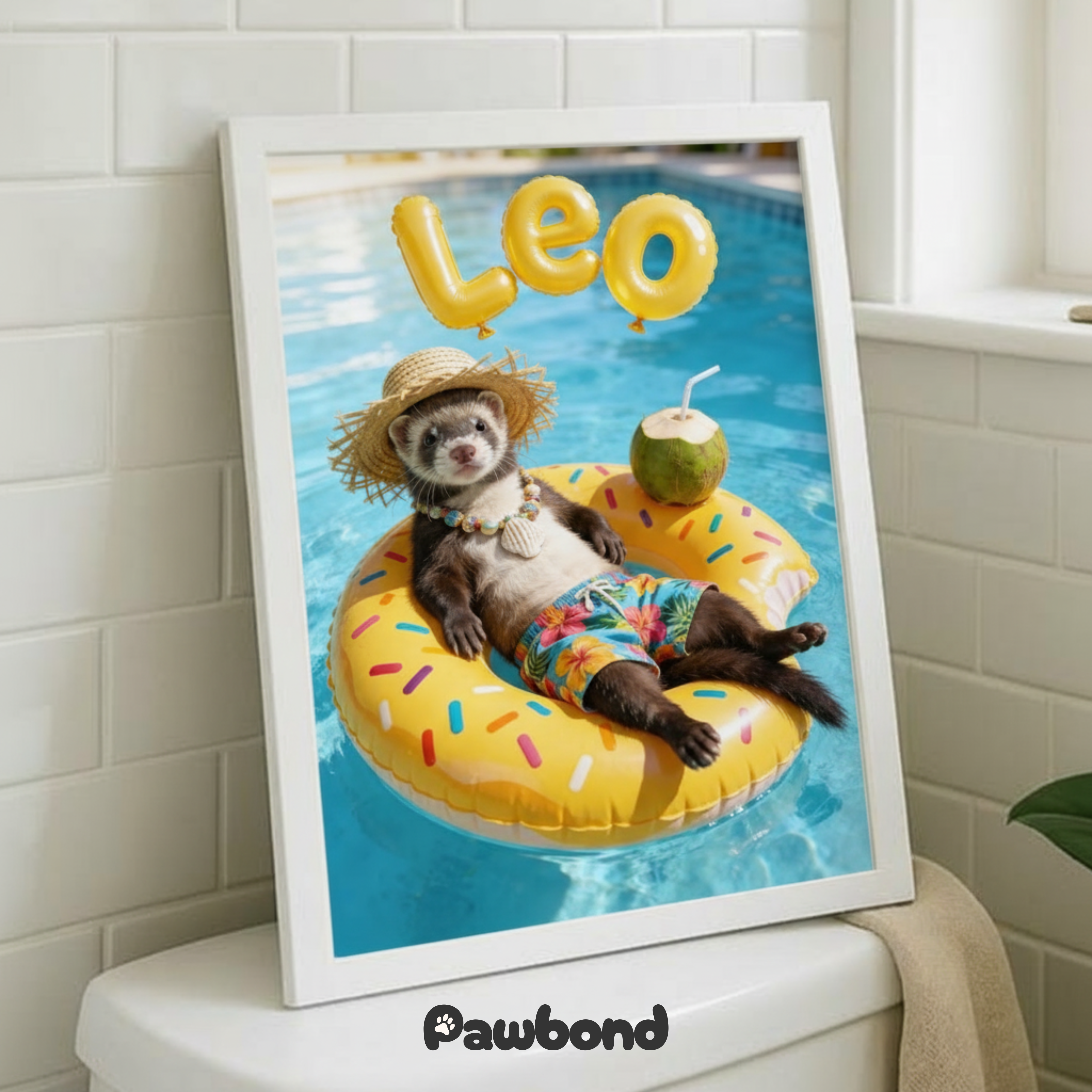 Custom Pet Poster Golden Wave Summer Portrait – Personalized High-Resolution Matte Print for Wall Art, Home Decor, or Unique Gifts for Pet Lovers (Frame Not Included)